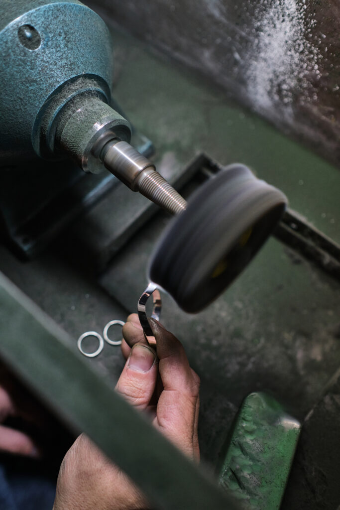 polishing metal with grinder