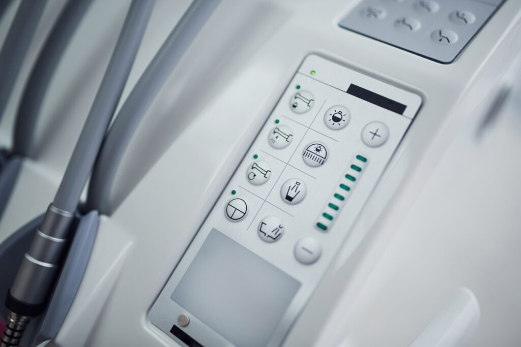 medical chair's control panel with buttons