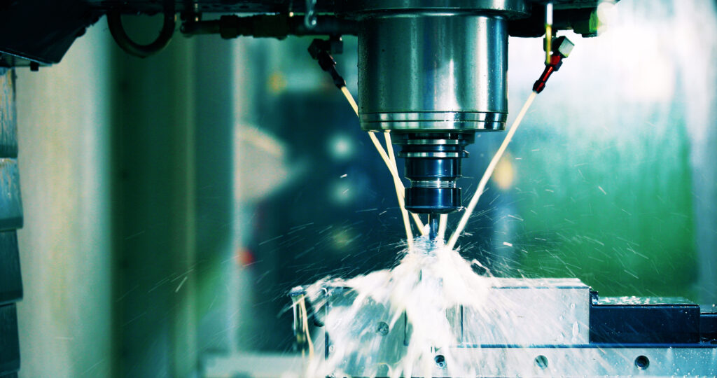 machine tool in metal factory with drilling cnc machines